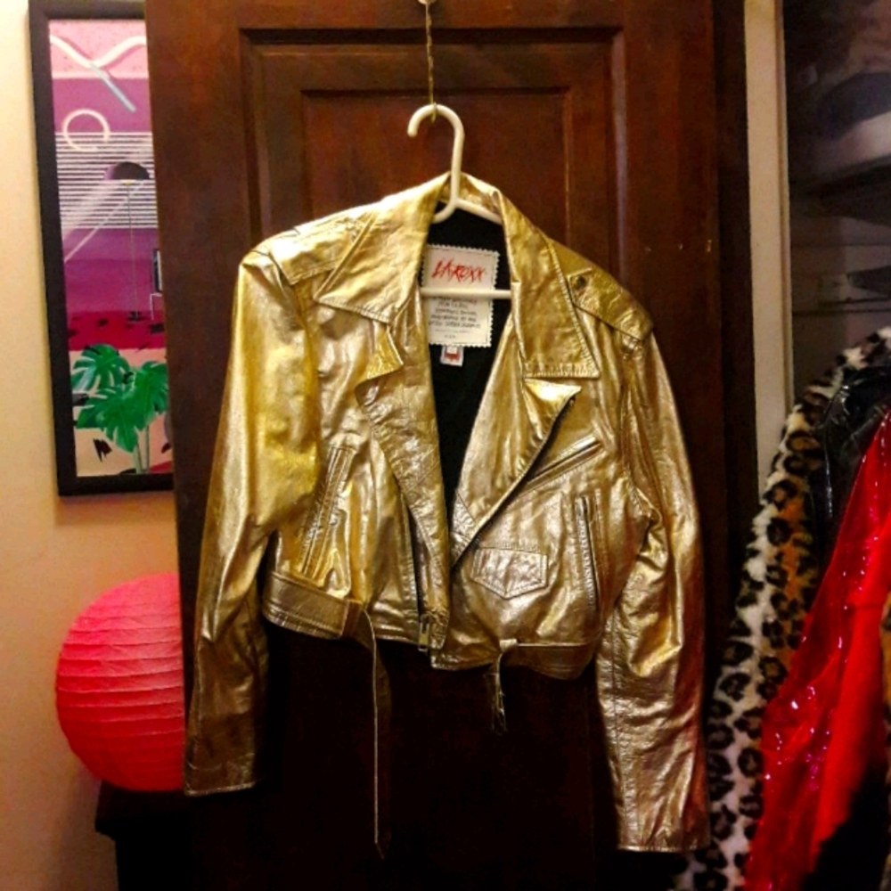 LA ROXX Gold Leather Women's Moto jacket L